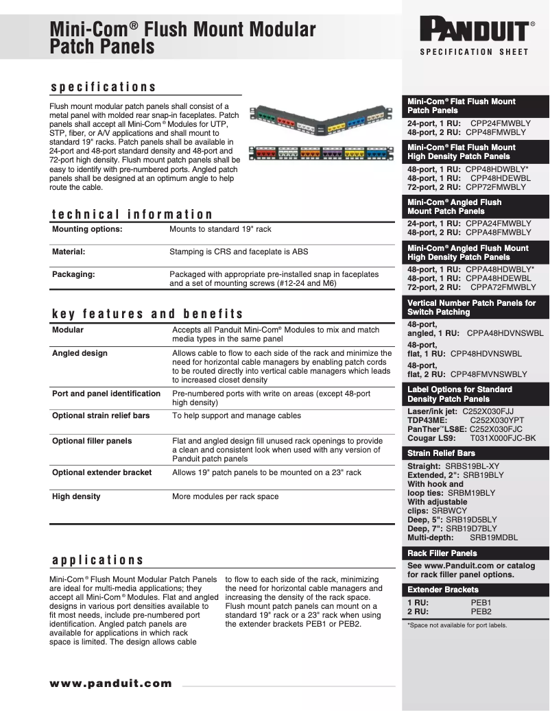 Page 1 de la notice Manuel utilisateur Panduit CPPA48HDWBLY