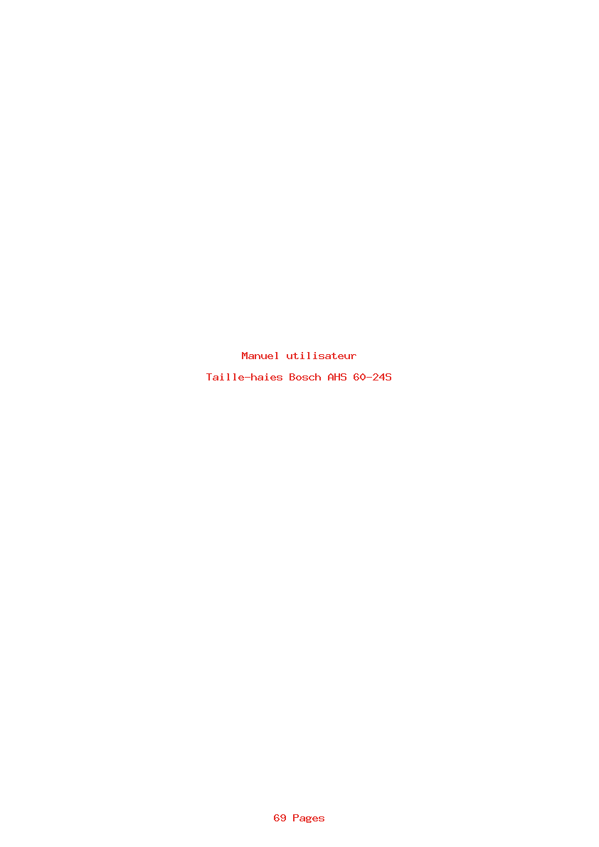 Page 1 de la notice Manuel utilisateur Bosch AHS 60-24S