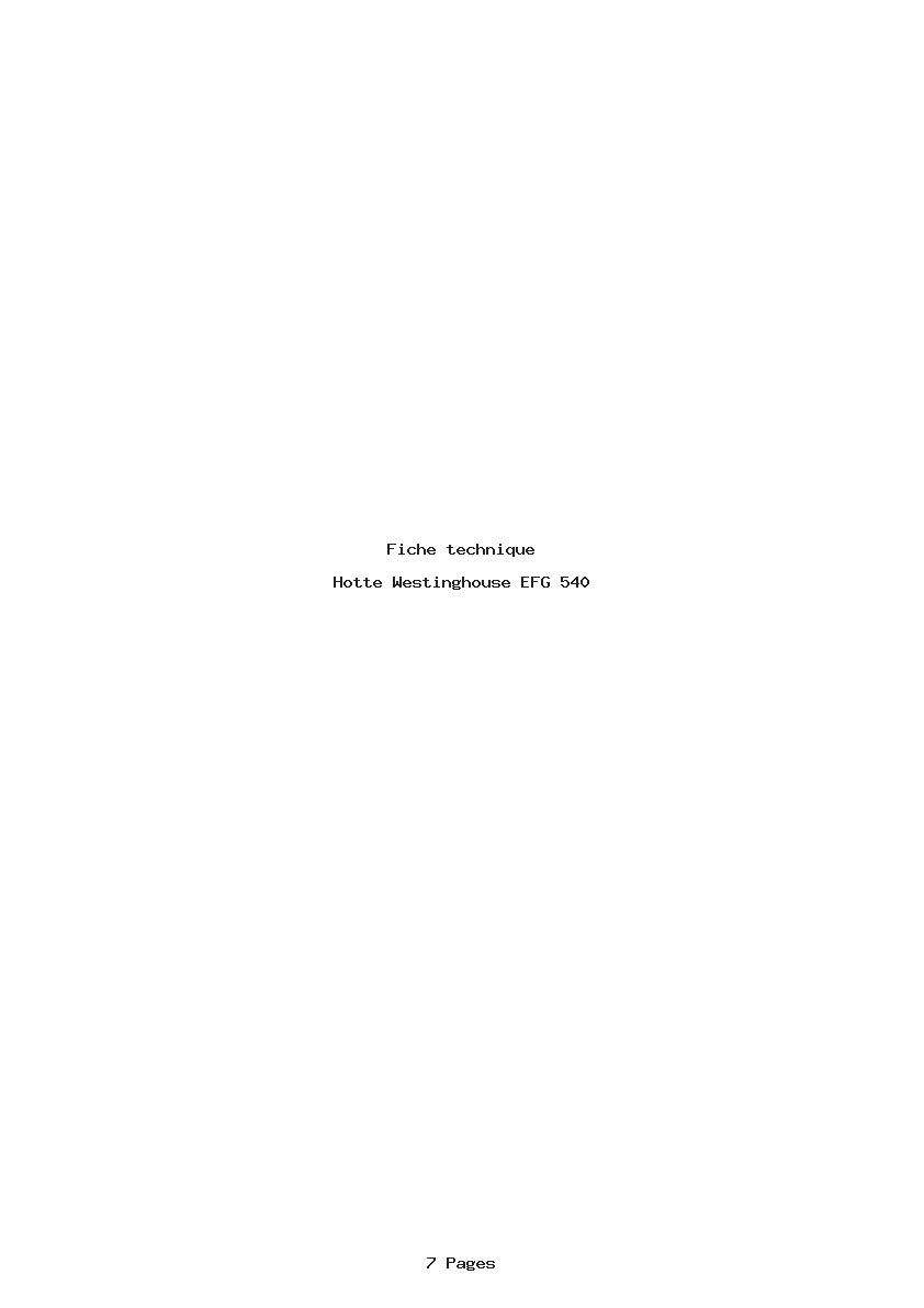 Page 1 de la notice Fiche technique Westinghouse EFG 540
