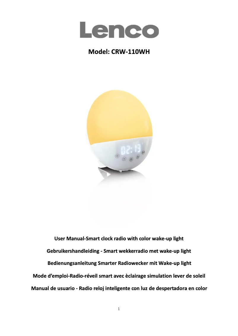 Page 1 de la notice Manuel utilisateur Lenco CRW-110