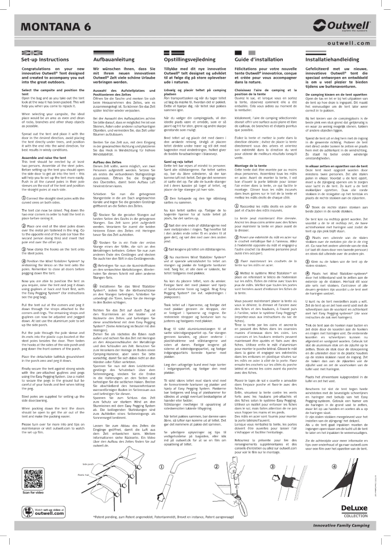 Page 1 de la notice Manuel utilisateur Outwell DeLuxe Mokka Montana 6