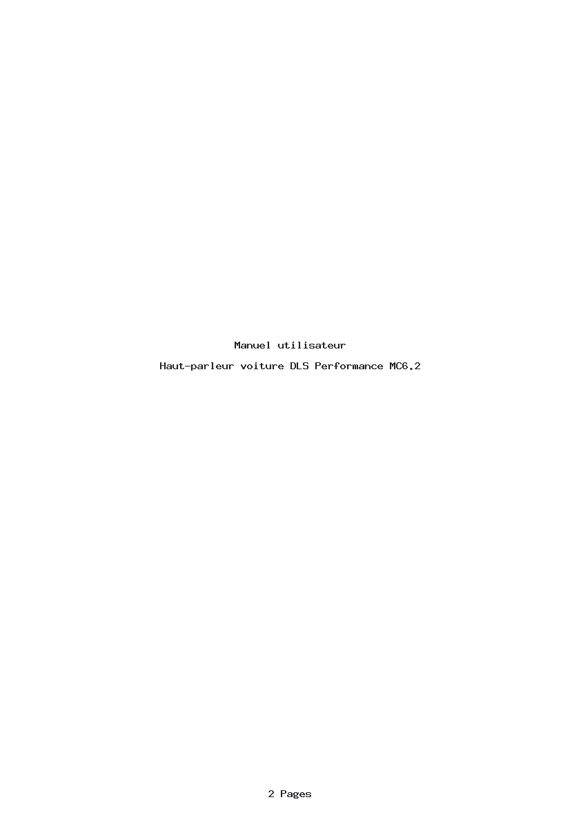 Page 1 de la notice Manuel utilisateur DLS Performance MC6.2
