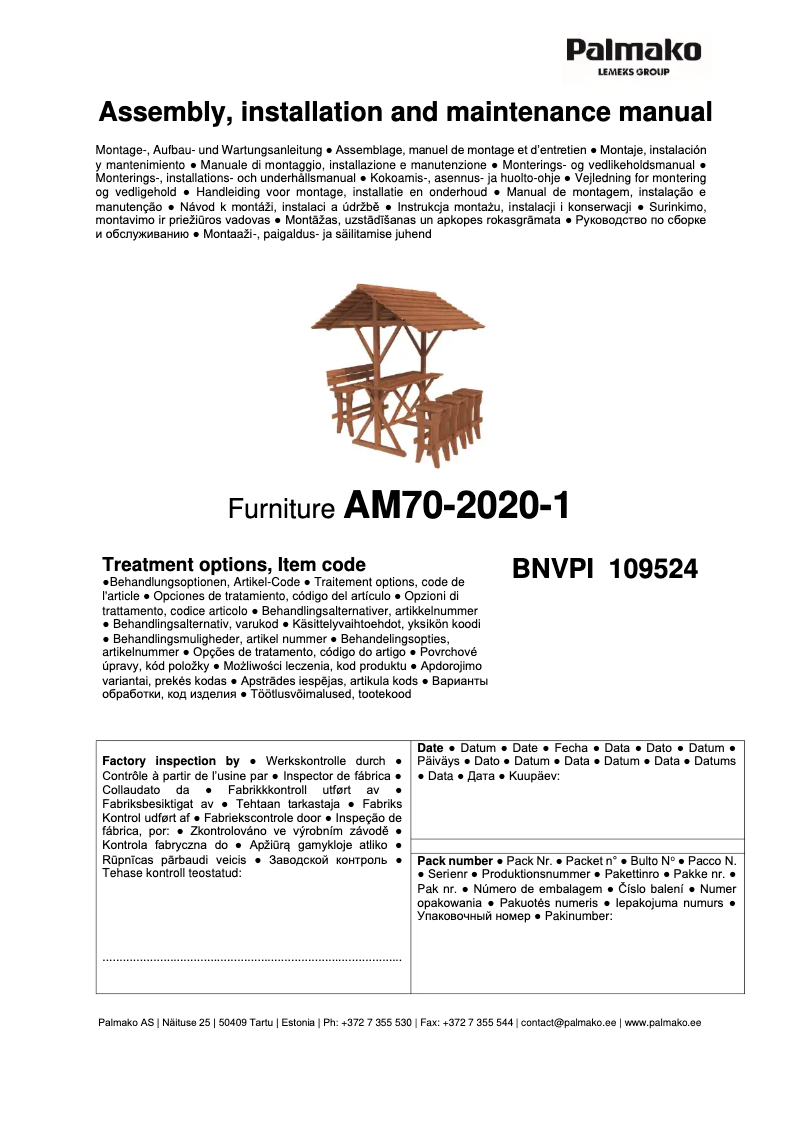 Page 1 de la notice Manuel utilisateur Mr. Gardener Palmako