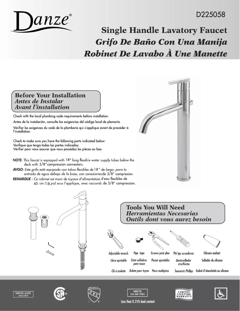 Página 1 del manual Manual de usuario Danze D225058