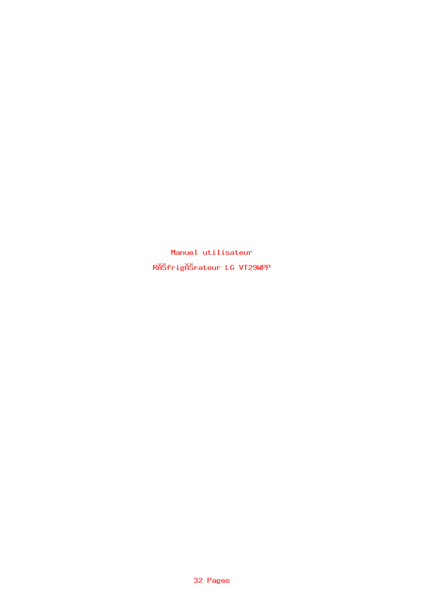 Page 1 de la notice Manuel utilisateur LG VT29WPP