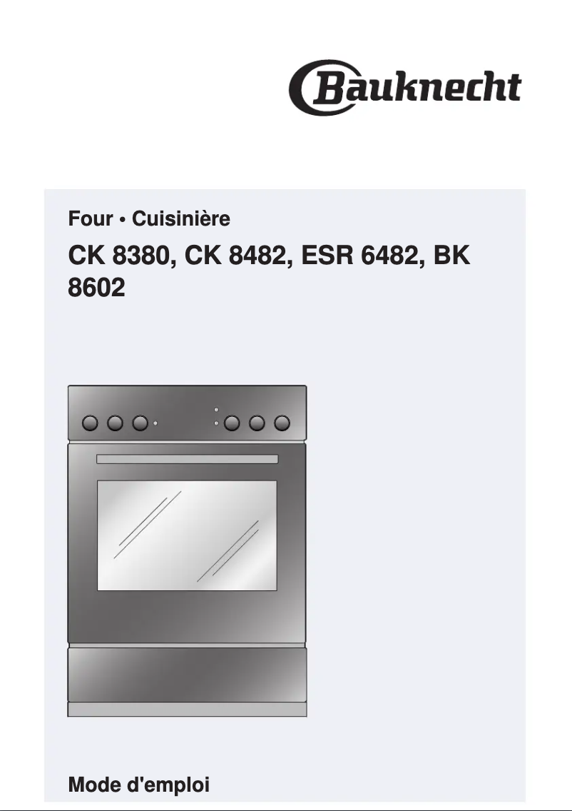 Page 1 de la notice Manuel utilisateur Bauknecht CK 8482