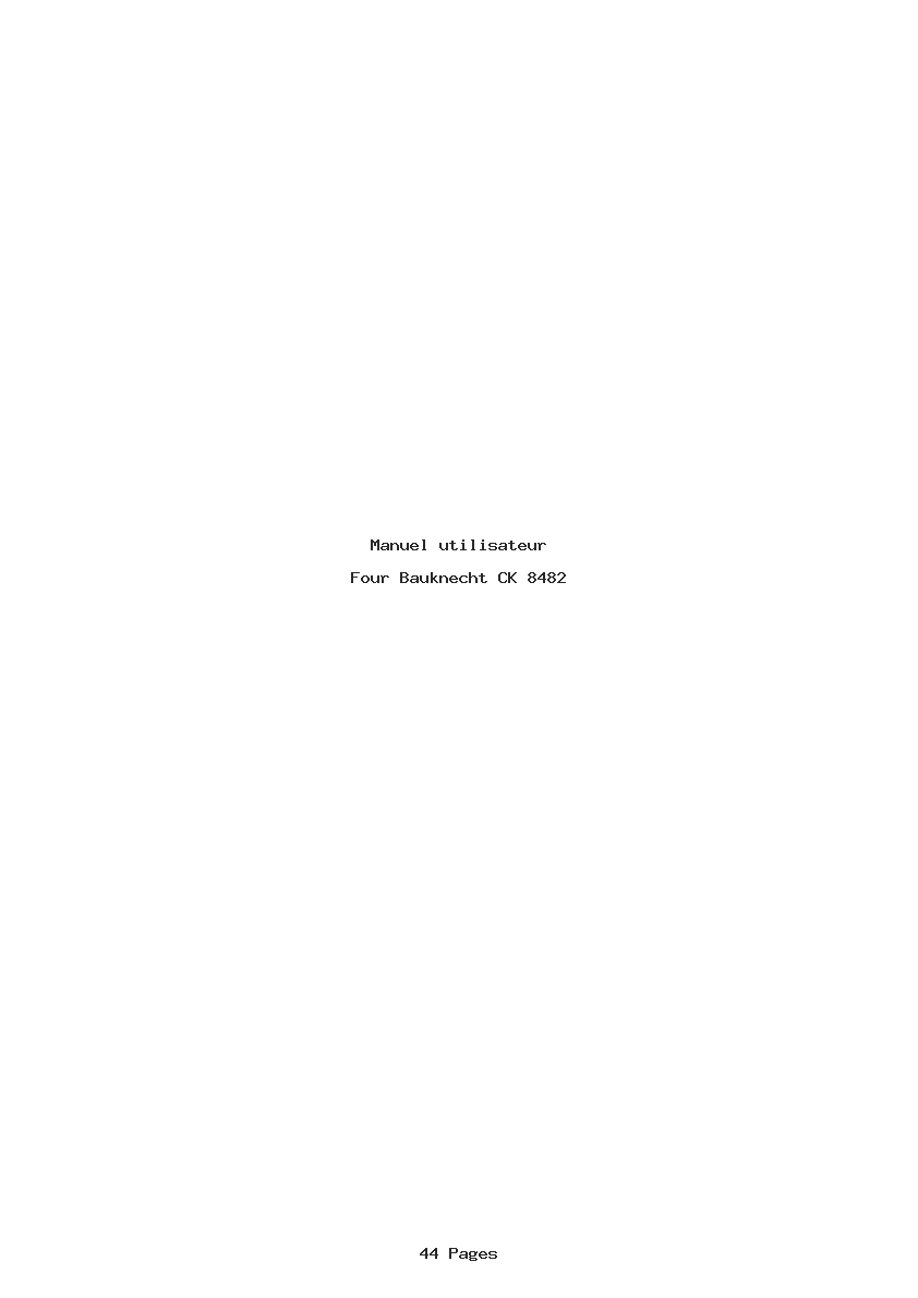 Page 1 de la notice Manuel utilisateur Bauknecht CK 8482