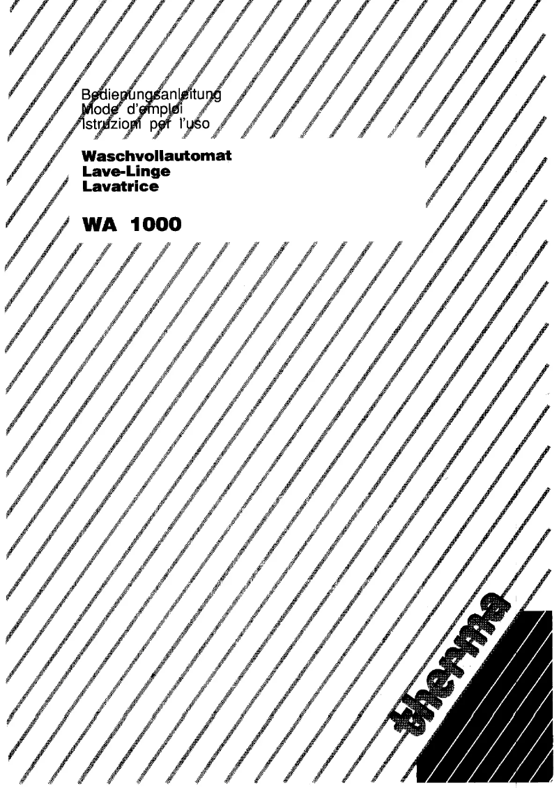 Page 1 de la notice Manuel utilisateur Zanker WA 1000 excl