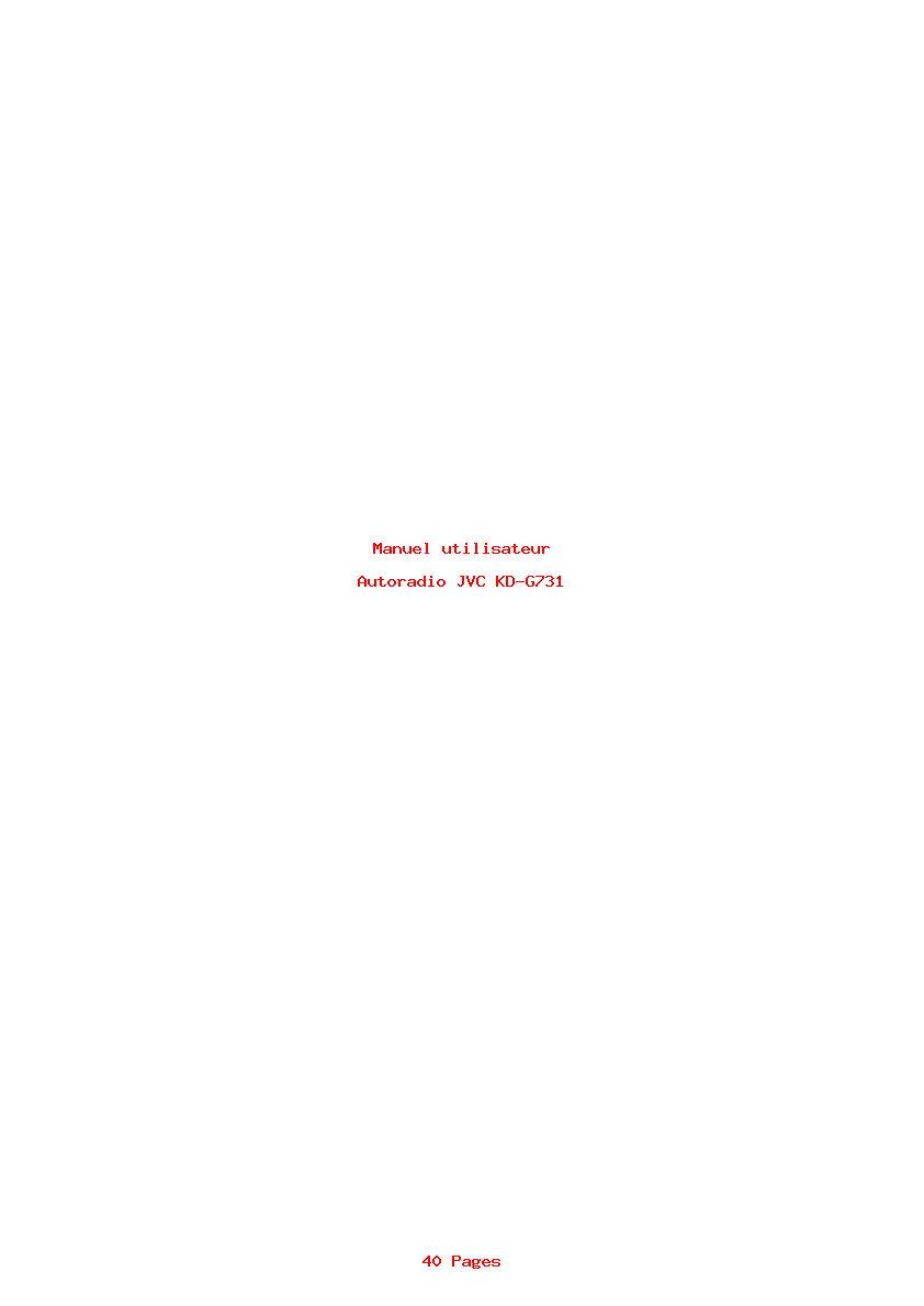 Page 1 de la notice Manuel utilisateur JVC KD-G731