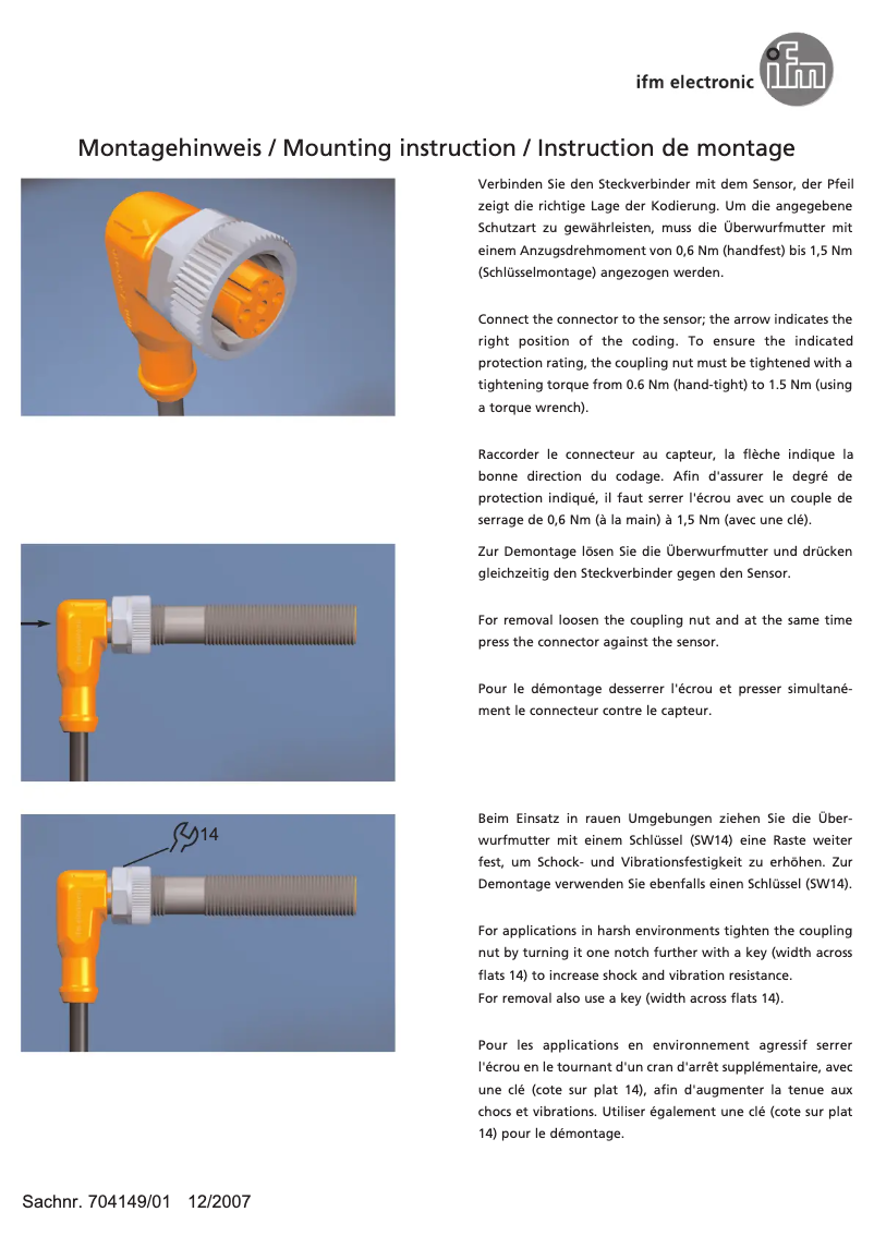 Page 1 de la notice Manuel utilisateur IFM EVW123