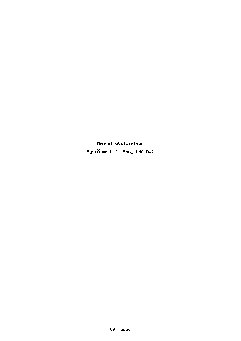 Page 1 de la notice Manuel utilisateur Sony MHC-DX2