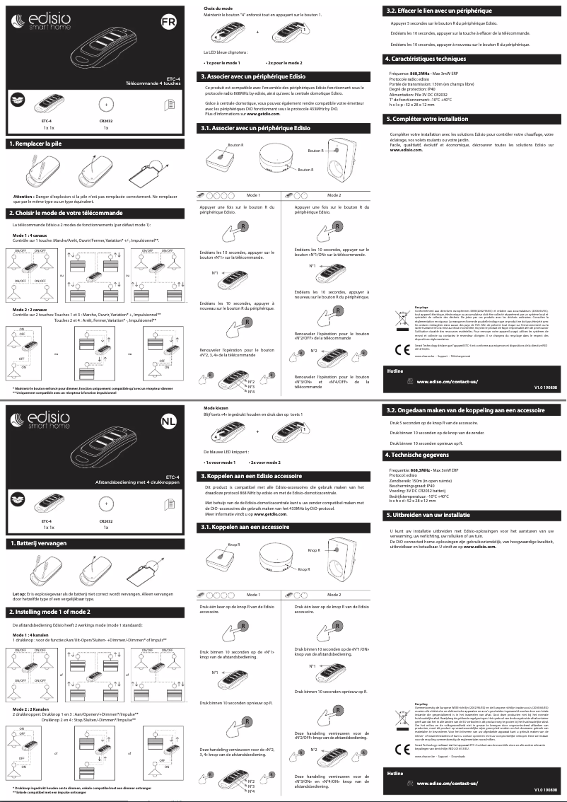 Page 1 de la notice Manuel utilisateur Edisio ETC-4