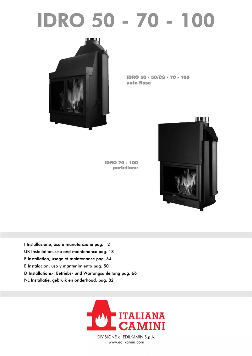 Page 1 de la notice Manuel utilisateur Edilkamin IDRO 50
