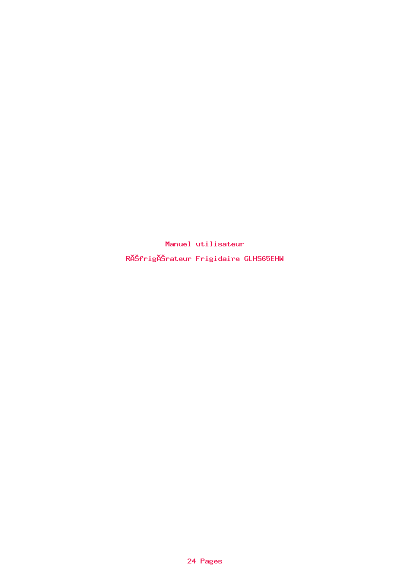 Page 1 de la notice Manuel utilisateur Frigidaire GLHS65EHW