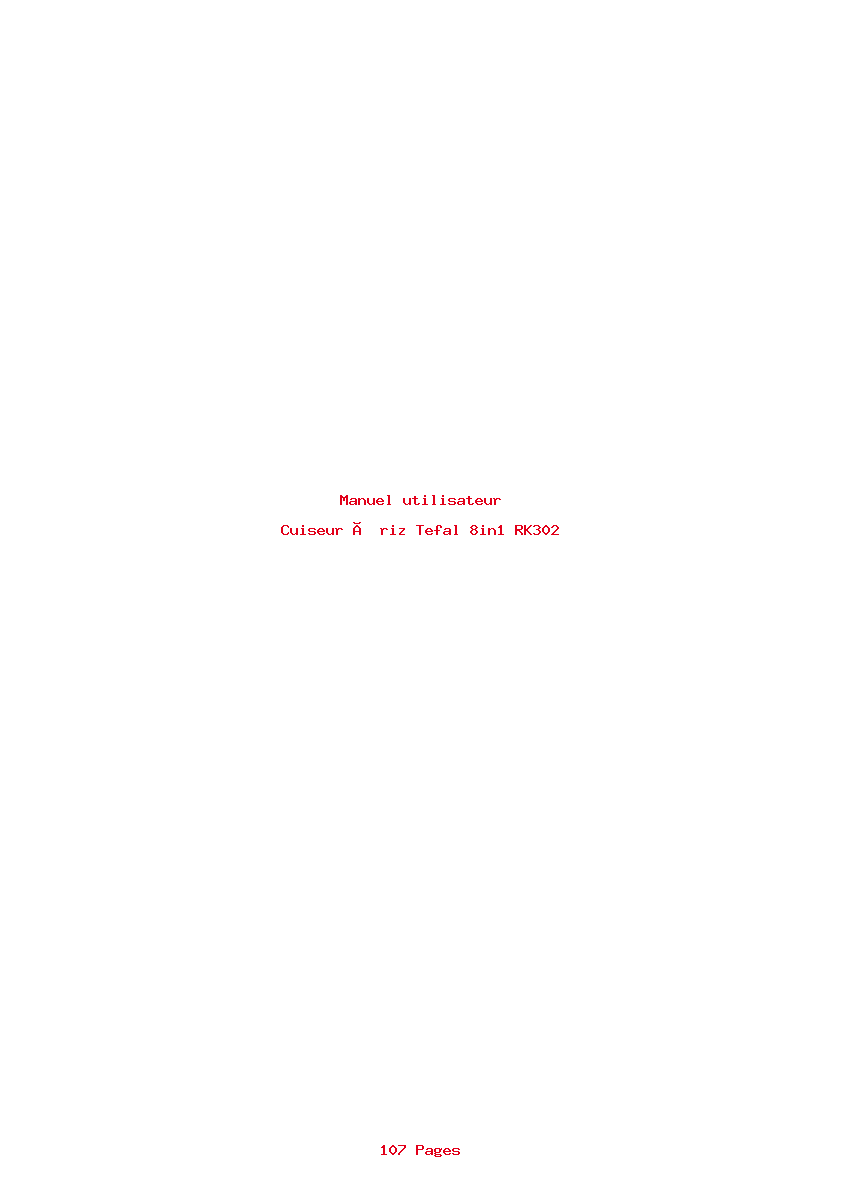 Page 1 de la notice Manuel utilisateur Tefal 8in1 RK302