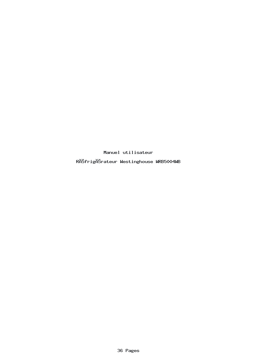Page 1 de la notice Manuel utilisateur Westinghouse WRB5004WB