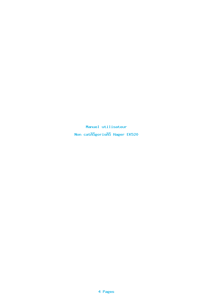 Page 1 de la notice Manuel utilisateur Hager EK520