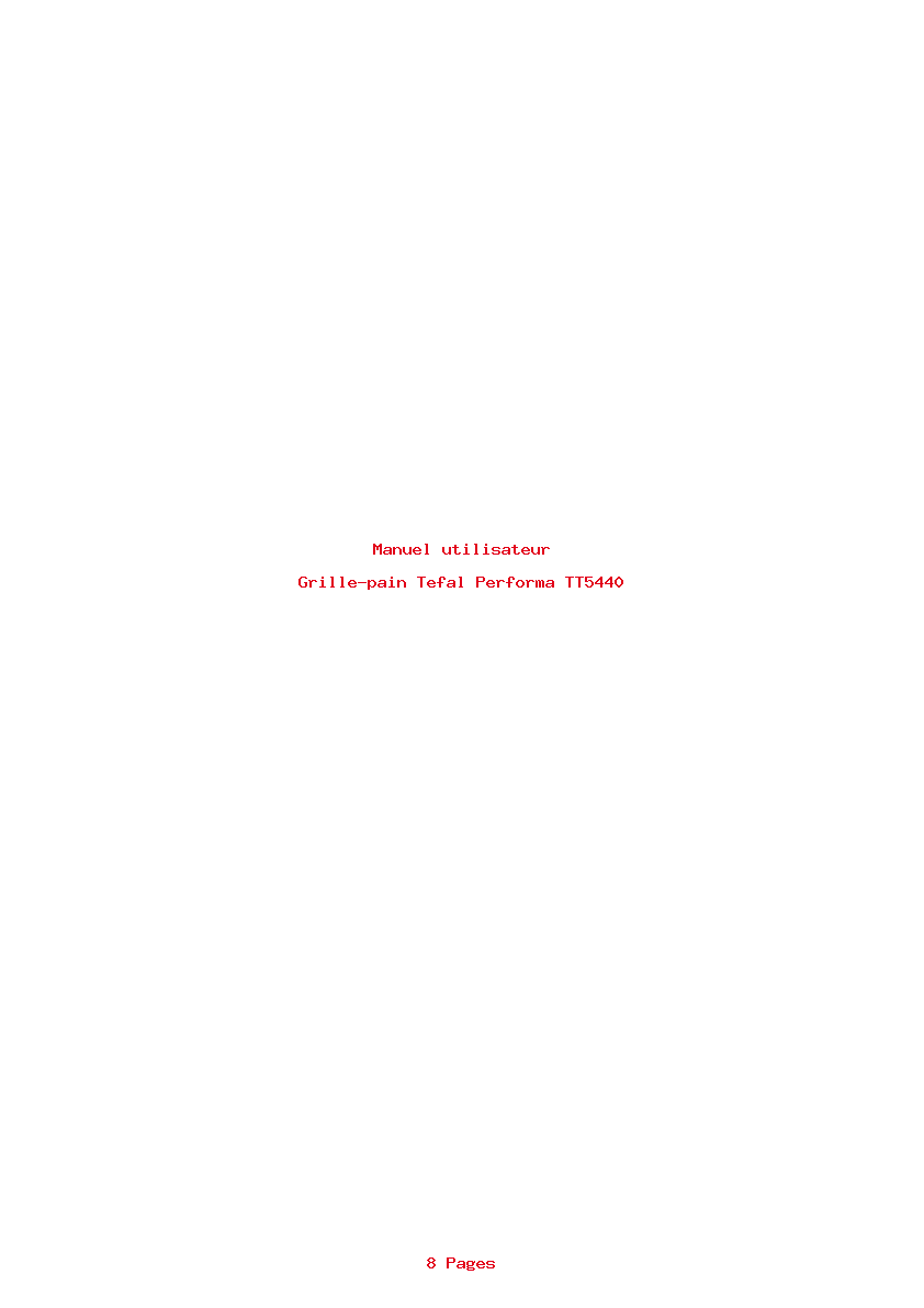 Page 1 de la notice Manuel utilisateur Tefal Performa TT5440