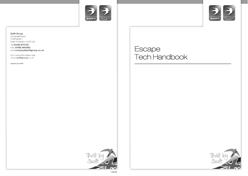 Page 1 de la notice Manuel utilisateur Swift Escape (2014)