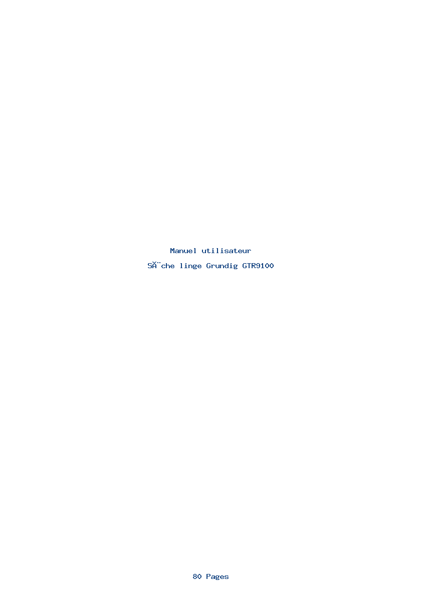 Page 1 de la notice Manuel utilisateur Grundig GTR9100