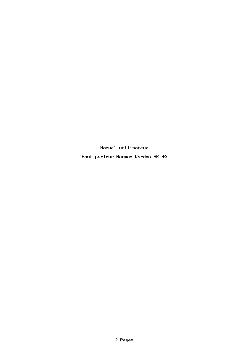 Page 1 de la notice Manuel utilisateur Harman Kardon HK-40