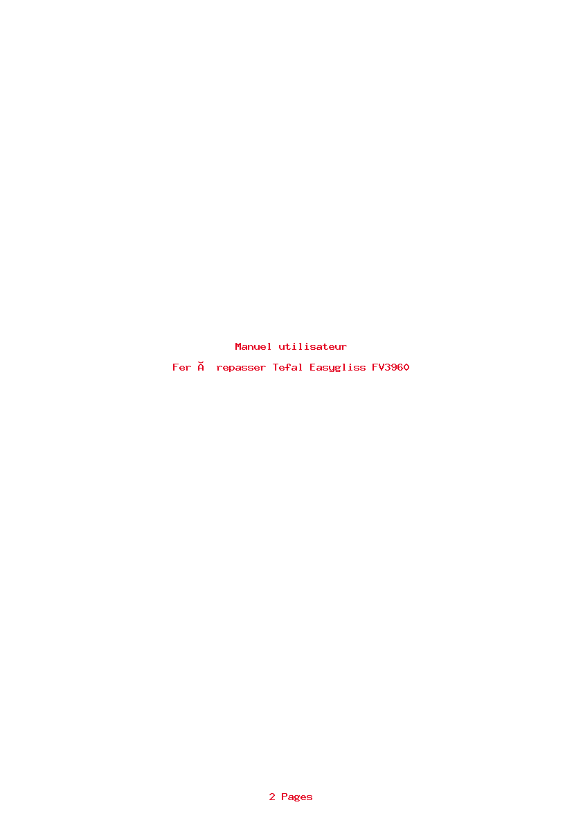 Page 1 de la notice Manuel utilisateur Tefal Easygliss FV3960
