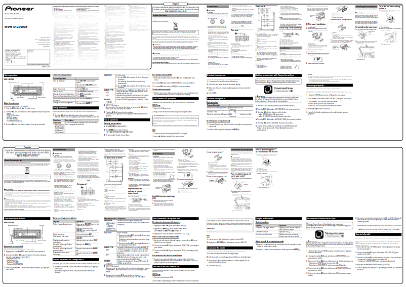 Page 1 de la notice Guide de démarrage rapide Pioneer MVH-S420DAB