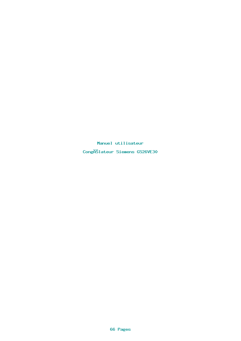Page 1 de la notice Manuel utilisateur Siemens GS26VE30