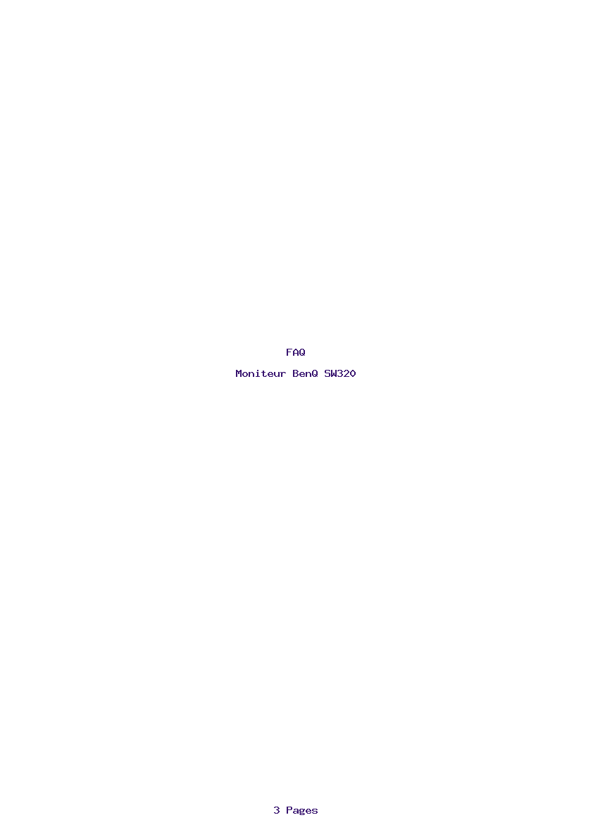 Page 1 de la notice FAQ BenQ SW320
