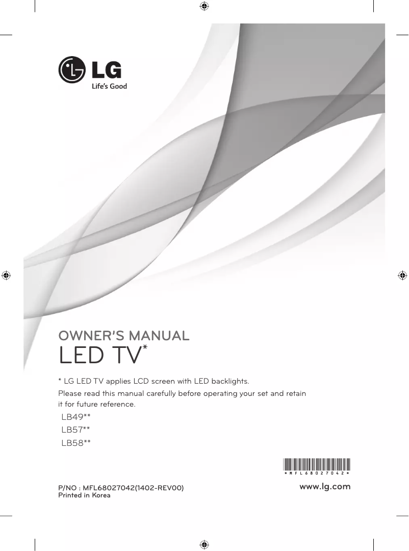Page 1 de la notice Manuel utilisateur LG 50LB5700
