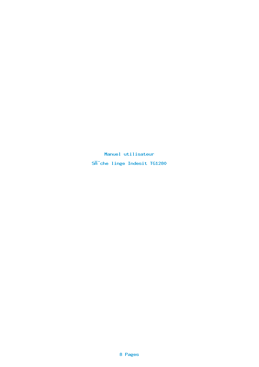 Page 1 de la notice Manuel utilisateur Indesit TG1280