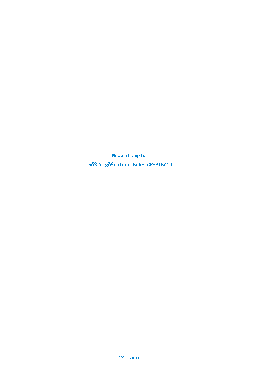 Page 1 de la notice Mode d'emploi Beko CRFP1601D