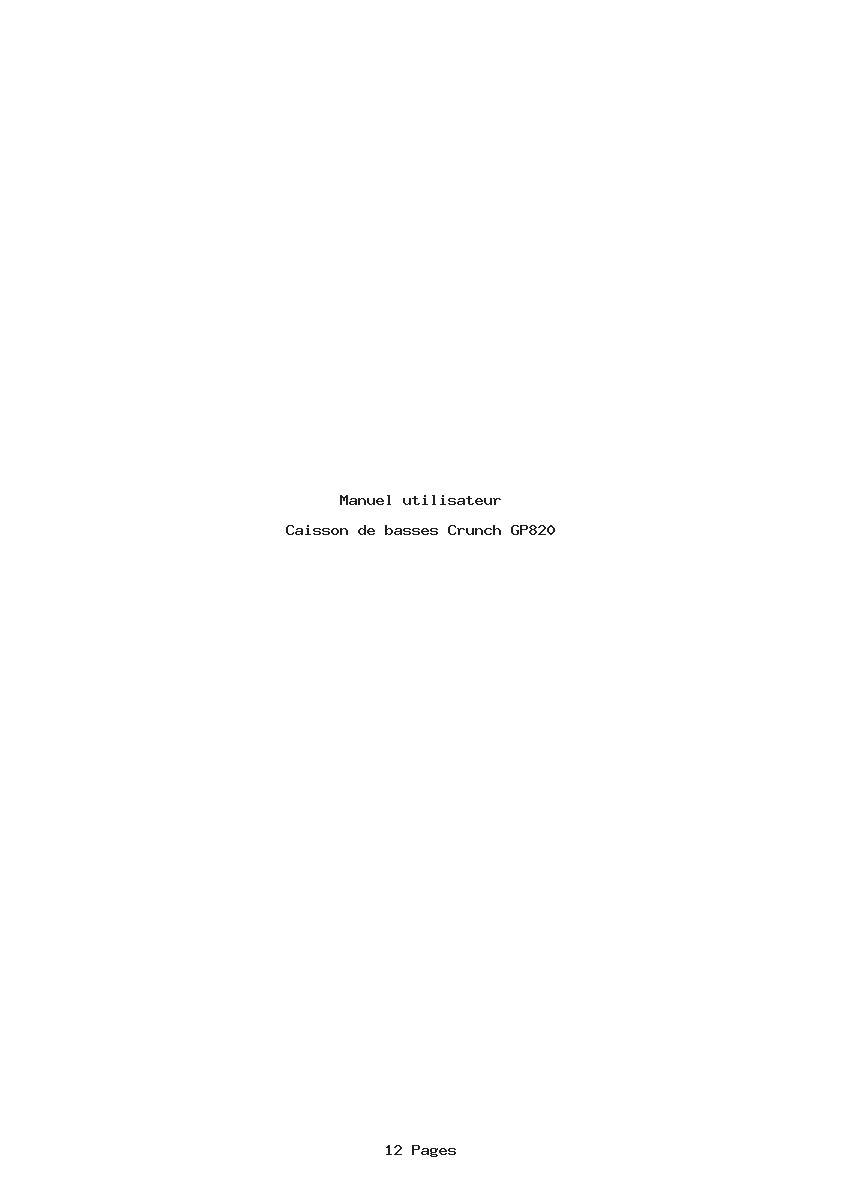 Page 1 de la notice Manuel utilisateur Crunch GP820