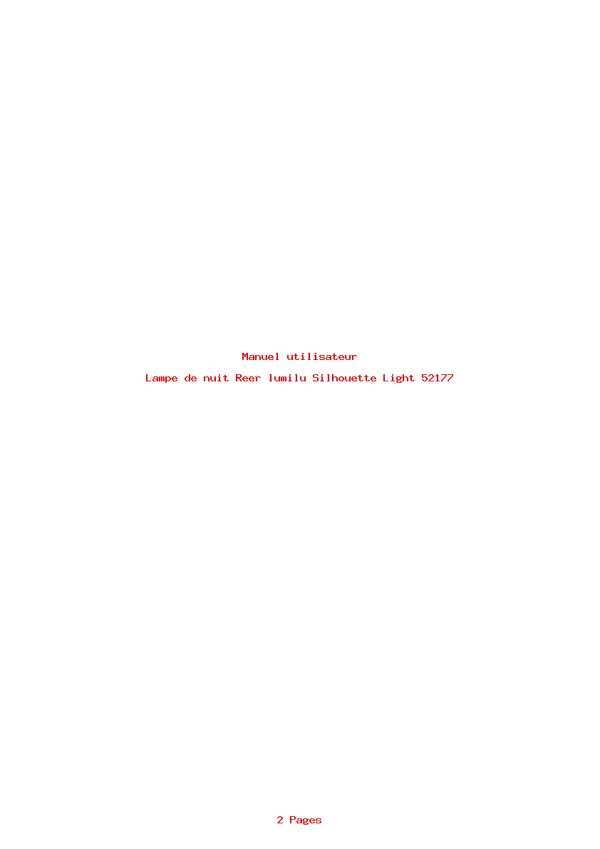 Page 1 de la notice Manuel utilisateur Reer lumilu Silhouette Light 52177