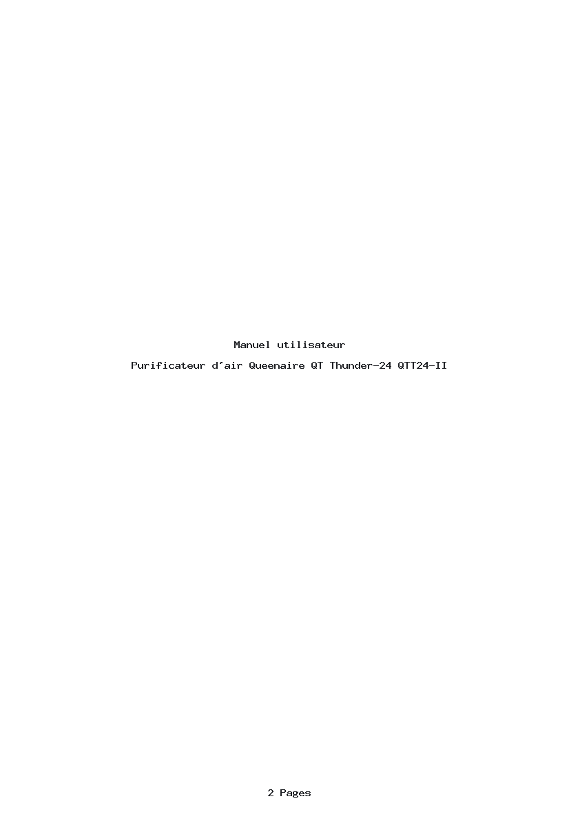 Page 1 de la notice Manuel utilisateur Queenaire QT Thunder-24 QTT24-II