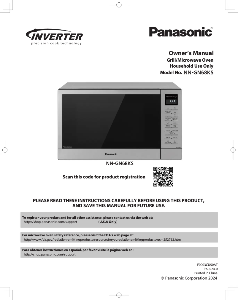 Página 1 del manual Manual de instrucciones Panasonic NN-GN68KS