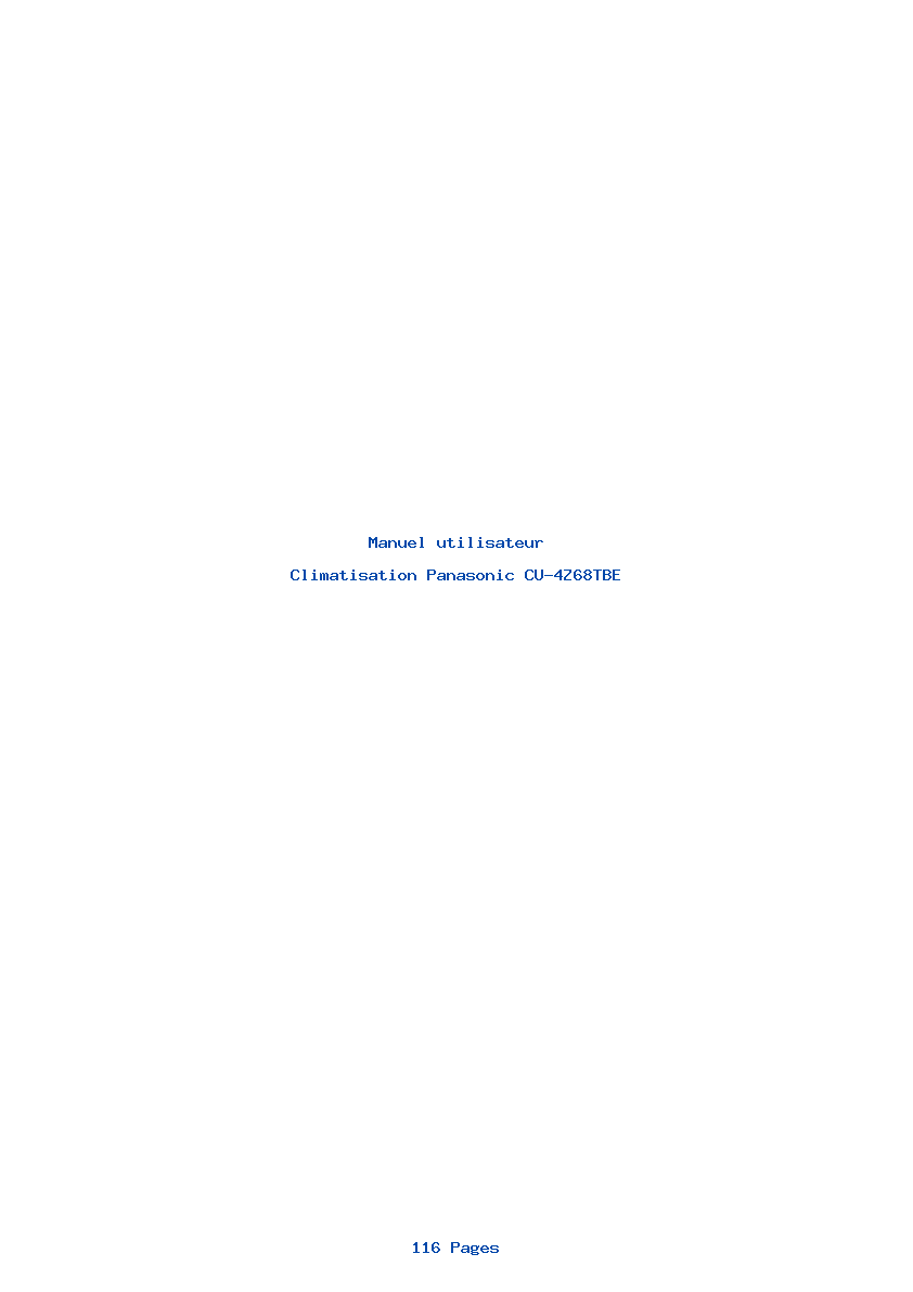 Page 1 de la notice Manuel utilisateur Panasonic CU-4Z68TBE