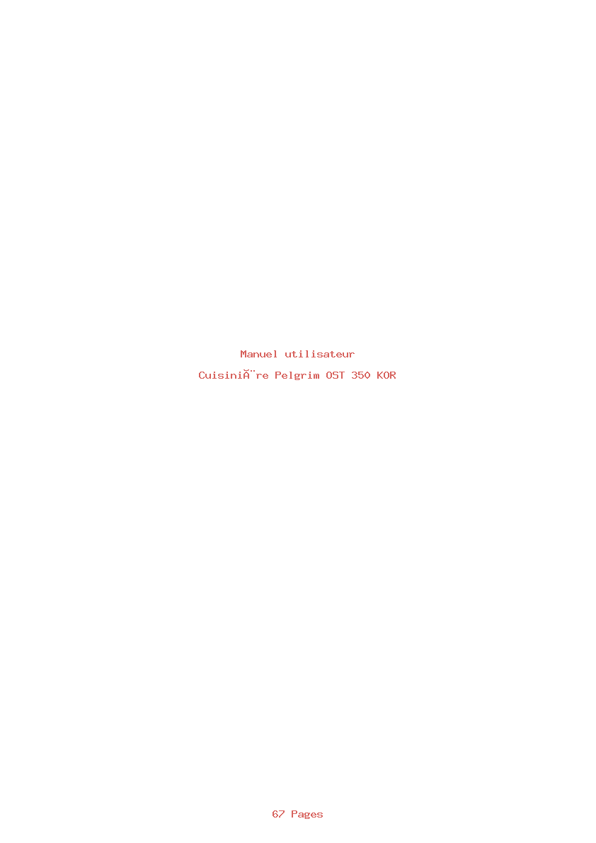 Page 1 de la notice Manuel utilisateur Pelgrim OST 350 KOR