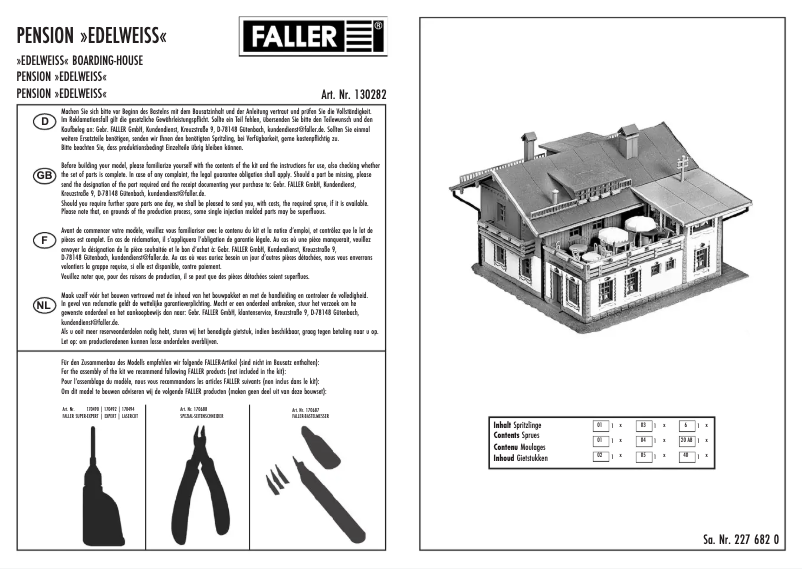Page 1 de la notice Manuel utilisateur Faller 130282