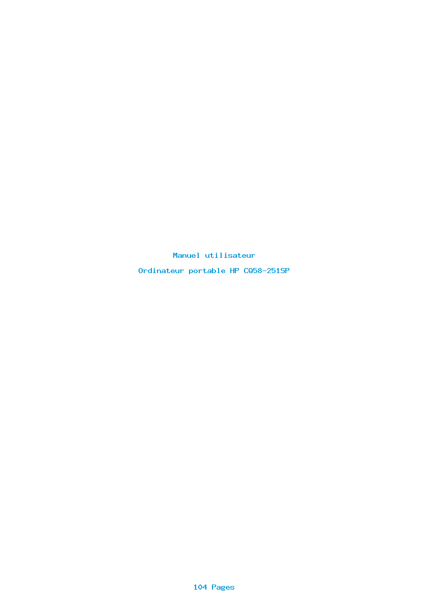 Page 1 de la notice Manuel utilisateur HP CQ58-251SP