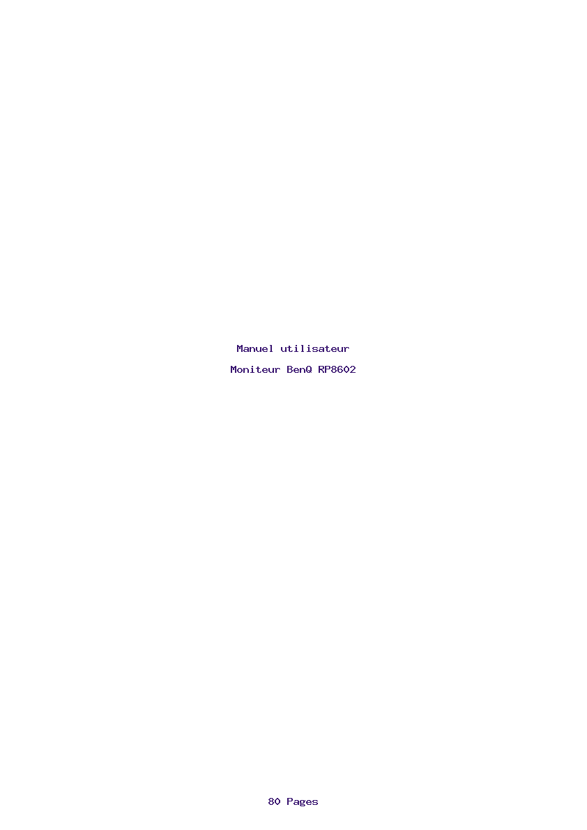 Image de la première page du manuel de l'appareil RP8602