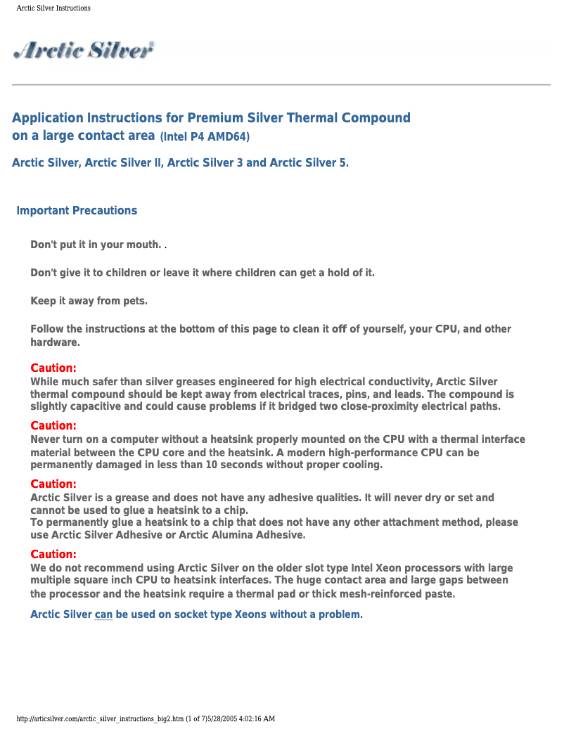 Page 1 of the manual User Manual Arctic Silver ArctiClean
