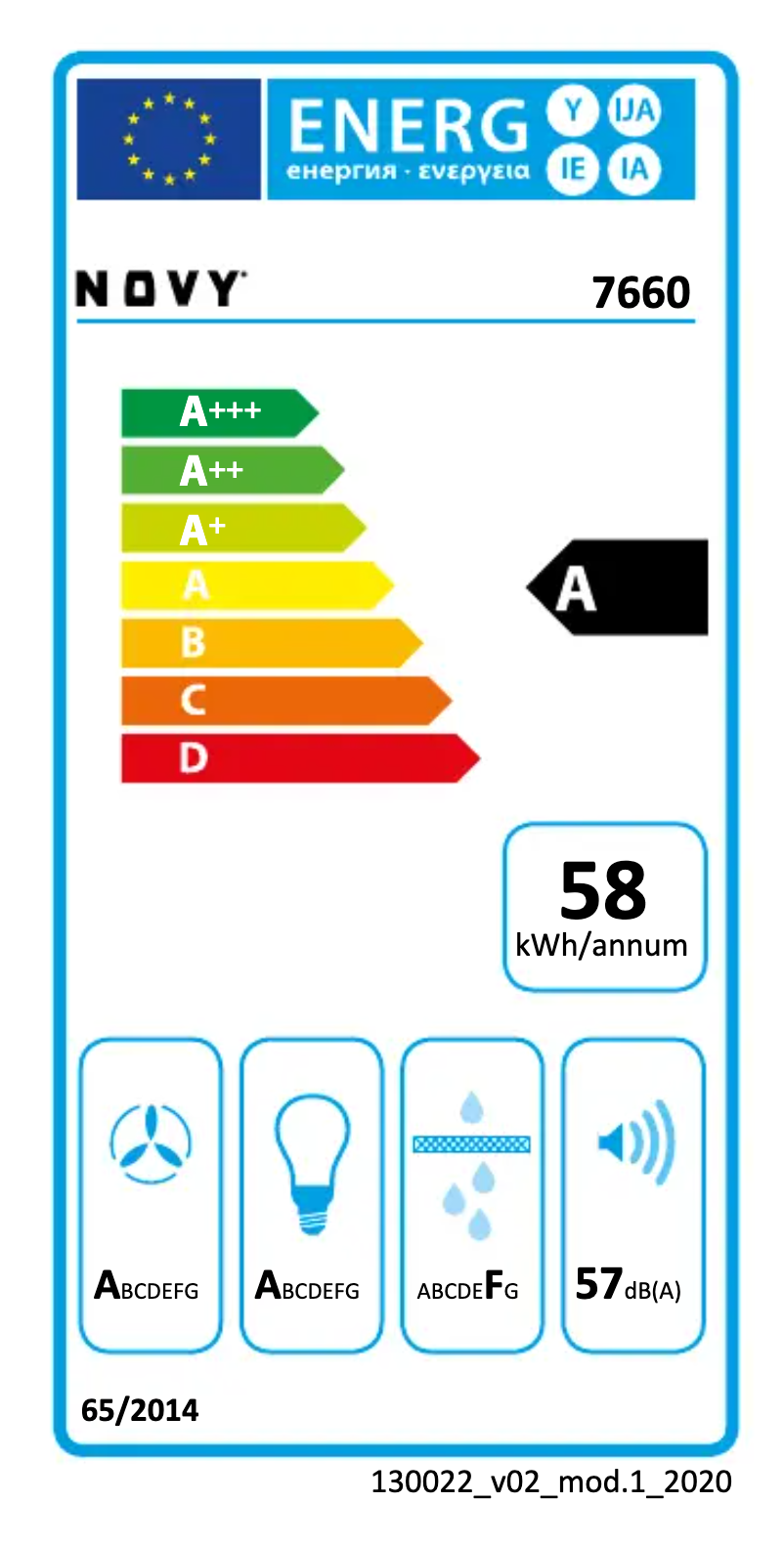 Page 1 de la notice Label énergétique Novy Flat'line 7660