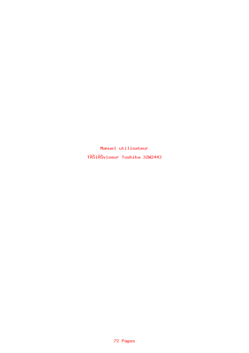 Page 1 de la notice Manuel utilisateur Toshiba 32W2443