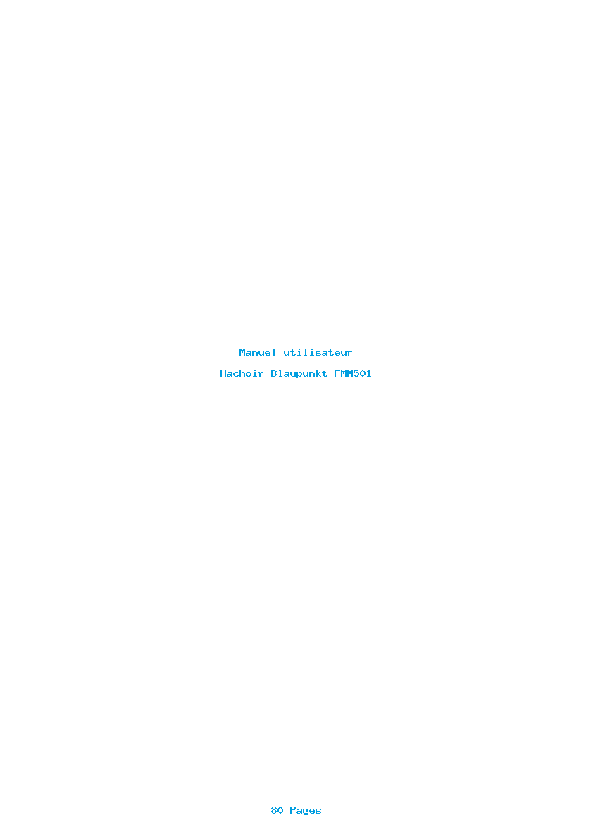Page 1 de la notice Manuel utilisateur Blaupunkt FMM501