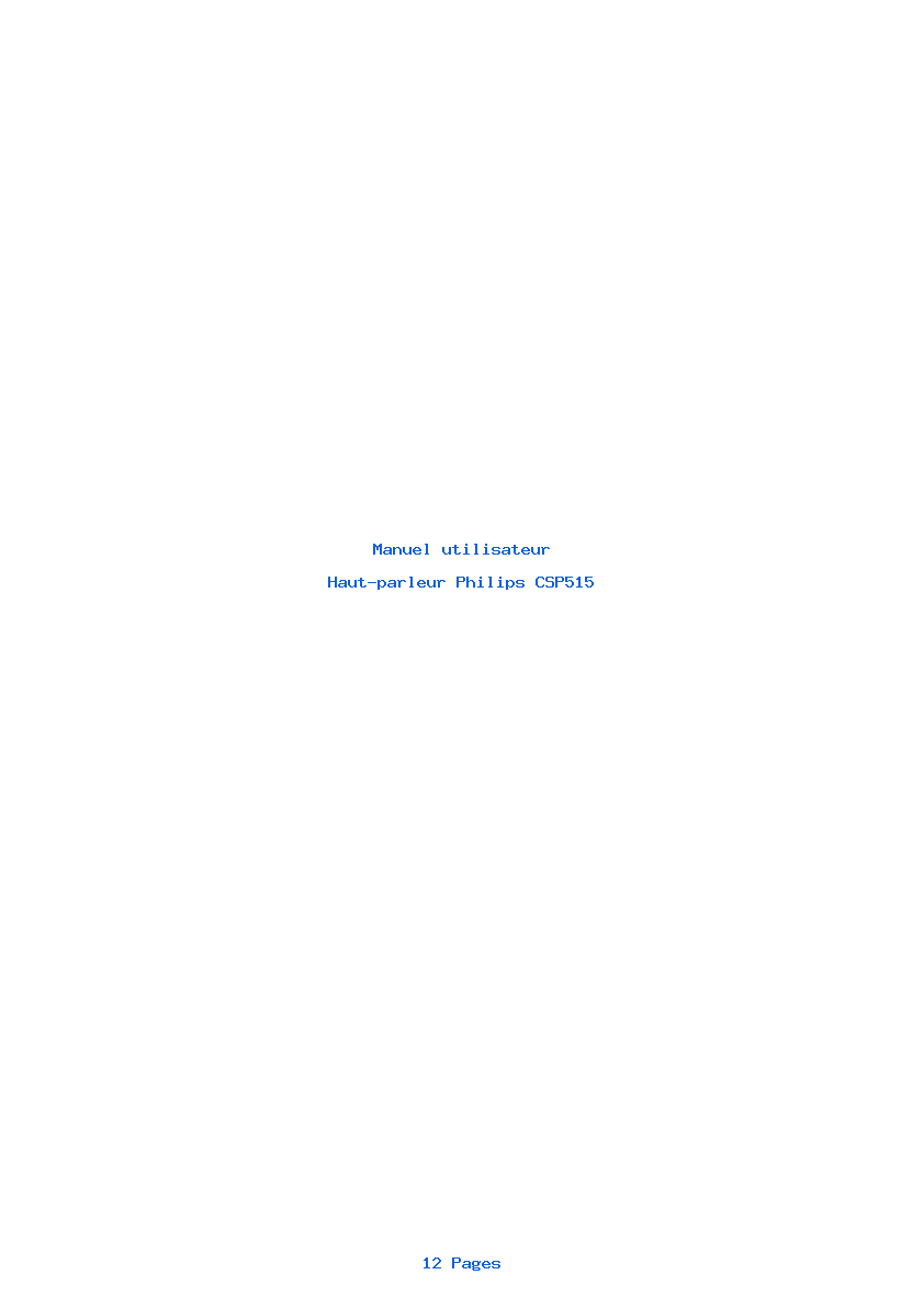 Page 1 de la notice Manuel utilisateur Philips CSP515