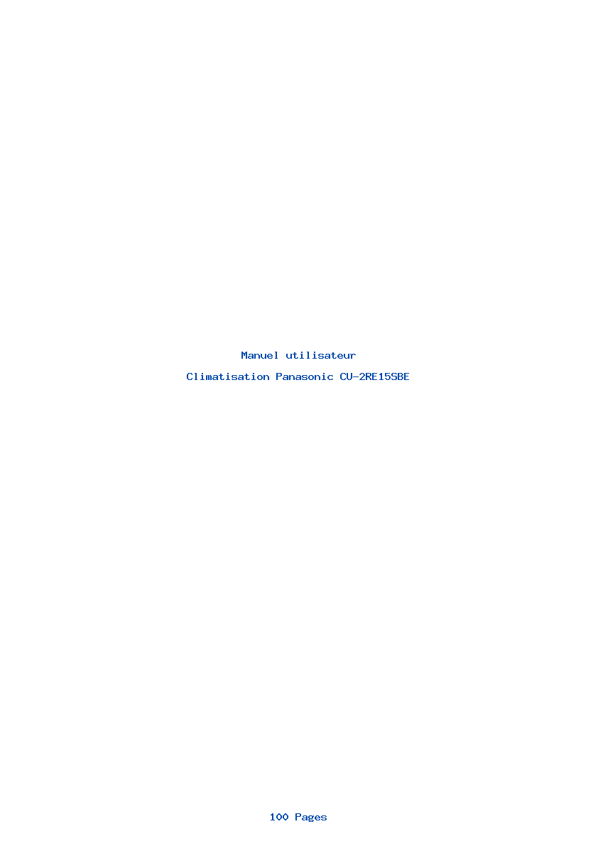Page 1 de la notice Manuel utilisateur Panasonic CU-2RE15SBE