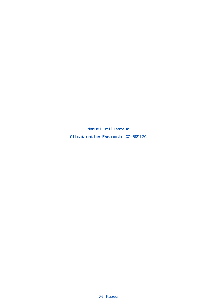 Page 1 de la notice Manuel utilisateur Panasonic CZ-RD517C