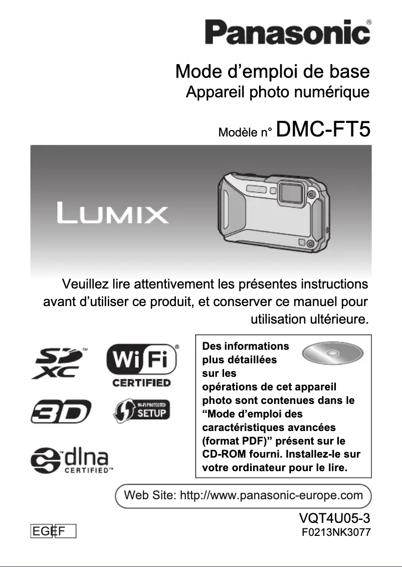 Page 1 of the manual User Manual Panasonic Lumix DMC-FT5