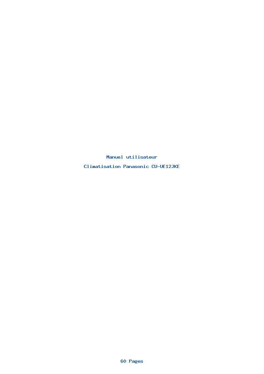 Page 1 de la notice Manuel utilisateur Panasonic CU-UE12JKE